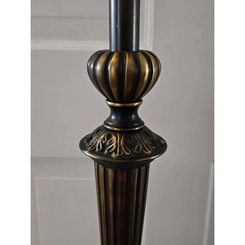 Vintage 1980's Bombay Lamp With Black And Brass Finish